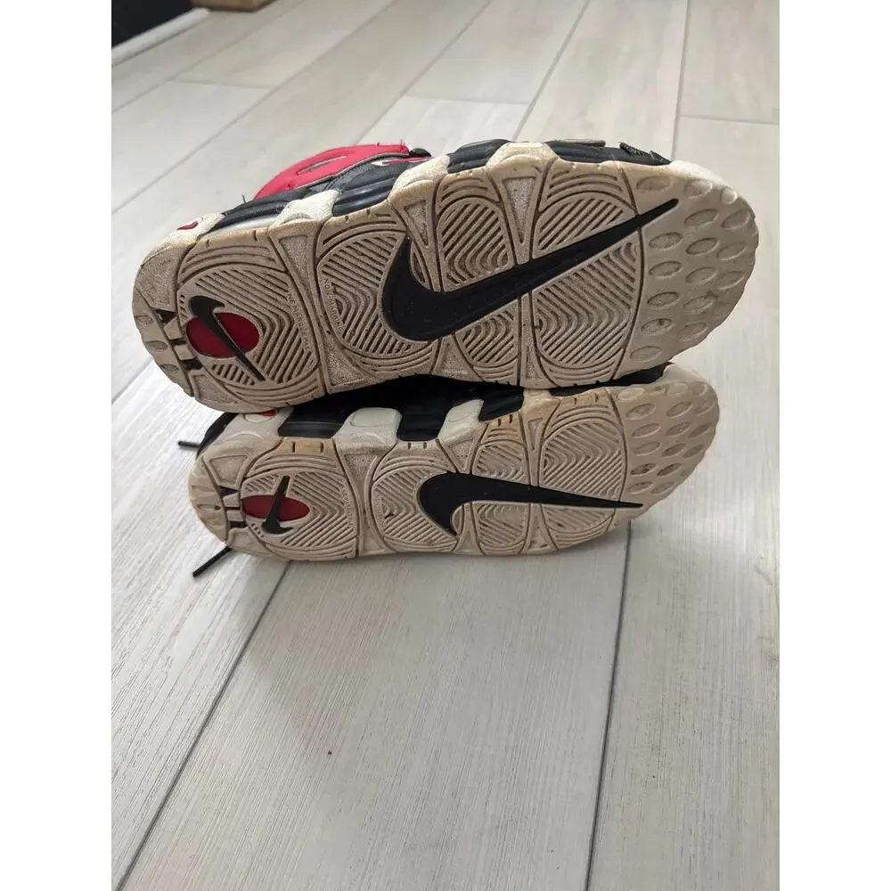 Nike Air More Uptempo (GS) Boy's Size 6.5 Y Sneakers Black Red